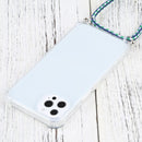 Four-corner Shockproof Transparent TPU Protective Case with Lanyard For iPhone 13 Pro(Green White)