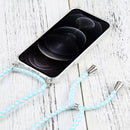 Four-corner Shockproof Transparent TPU Protective Case with Lanyard For iPhone 13 Pro Max(Mint Green White)