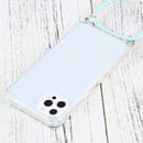Four-corner Shockproof Transparent TPU Protective Case with Lanyard For iPhone 13 Pro Max(Mint Green White)