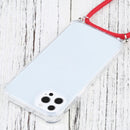 Four-corner Shockproof Transparent TPU Protective Case with Lanyard For iPhone 13 Pro Max(Red)