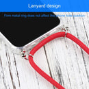 Four-corner Shockproof Transparent TPU Protective Case with Lanyard For iPhone 13 Pro Max(Red)