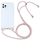 Four-corner Shockproof Transparent TPU Protective Case with Lanyard For iPhone 13 Pro Max(Light Pink)
