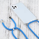 Four-corner Shockproof Transparent TPU Protective Case with Lanyard For iPhone 13 Pro Max(Blue)