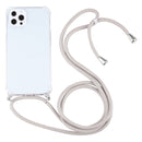 Four-corner Shockproof Transparent TPU Protective Case with Lanyard For iPhone 13 Pro Max(Apricot)