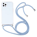 Four-corner Shockproof Transparent TPU Protective Case with Lanyard For iPhone 13 Pro Max(Blue Grey)