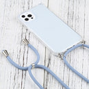 Four-corner Shockproof Transparent TPU Protective Case with Lanyard For iPhone 13 Pro Max(Blue Grey)