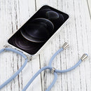 Four-corner Shockproof Transparent TPU Protective Case with Lanyard For iPhone 13 Pro Max(Blue Grey)