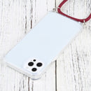 Four-corner Shockproof Transparent TPU Protective Case with Lanyard For iPhone 13 Pro Max(Wine Red)
