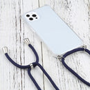 Four-corner Shockproof Transparent TPU Protective Case with Lanyard For iPhone 13 Pro Max(Dark Blue)