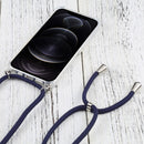 Four-corner Shockproof Transparent TPU Protective Case with Lanyard For iPhone 13 Pro Max(Dark Blue)