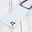 Four-corner Shockproof Transparent TPU Protective Case with Lanyard For iPhone 13 Pro Max(Dark Blue)