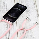 Four-corner Shockproof Transparent TPU Protective Case with Lanyard For iPhone 13 Pro Max(Pink)