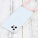 Four-corner Shockproof Transparent TPU Protective Case with Lanyard For iPhone 13 Pro Max(Pink)