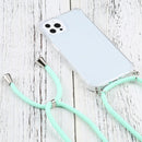 Four-corner Shockproof Transparent TPU Protective Case with Lanyard For iPhone 13 Pro Max(Mint Green)