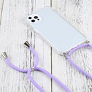 Four-corner Shockproof Transparent TPU Protective Case with Lanyard For iPhone 13 Pro Max(Purple)