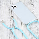 Four-corner Shockproof Transparent TPU Protective Case with Lanyard For iPhone 13 Pro Max(Lake Blue)