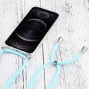 Four-corner Shockproof Transparent TPU Protective Case with Lanyard For iPhone 13 Pro Max(Lake Blue)