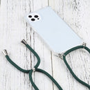 Four-corner Shockproof Transparent TPU Protective Case with Lanyard For iPhone 13 Pro Max(Dark Green)