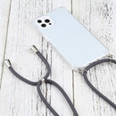 Four-corner Shockproof Transparent TPU Protective Case with Lanyard For iPhone 13 Pro Max(Grey)