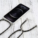 Four-corner Shockproof Transparent TPU Protective Case with Lanyard For iPhone 13 Pro Max(Black Gold)