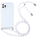 Four-corner Shockproof Transparent TPU Protective Case with Lanyard For iPhone 13 Pro Max(White Thin Black)