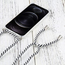 Four-corner Shockproof Transparent TPU Protective Case with Lanyard For iPhone 13 Pro Max(Black White)