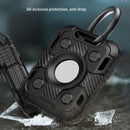 Tank Armor Anti-scratch Shockproof Carbon Fiber TPU Protective Cover Case with Keychain Ring Loop For AirTag(Black)