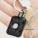 Tank Armor Anti-scratch Shockproof Carbon Fiber TPU Protective Cover Case with Keychain Ring Loop For AirTag(Black)