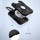 Tank Armor Anti-scratch Shockproof Carbon Fiber TPU Protective Cover Case with Keychain Ring Loop For AirTag(Black)