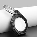 Octagonal Style Anti-scratch Shockproof Carbon Fiber TPU Case with Keychain Ring Loop For AirTag(Black)