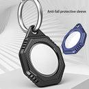 Octagonal Style Anti-scratch Shockproof Carbon Fiber TPU Case with Keychain Ring Loop For AirTag(Black)