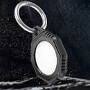 Octagonal Style Anti-scratch Shockproof Carbon Fiber TPU Case with Keychain Ring Loop For AirTag(Black)