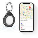 Octagonal Style Anti-scratch Shockproof Carbon Fiber TPU Case with Keychain Ring Loop For AirTag(Black)
