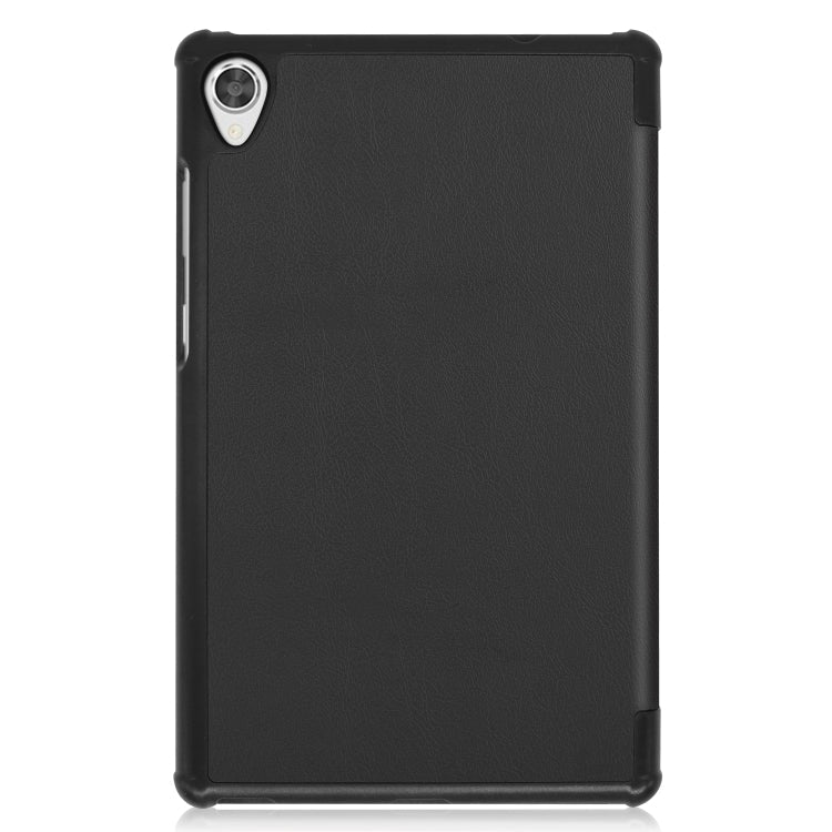 For Lenovo Tab M8 3rd Gen Custer Texture Horizontal Flip Leather Case with Three-folding Holder(Black)