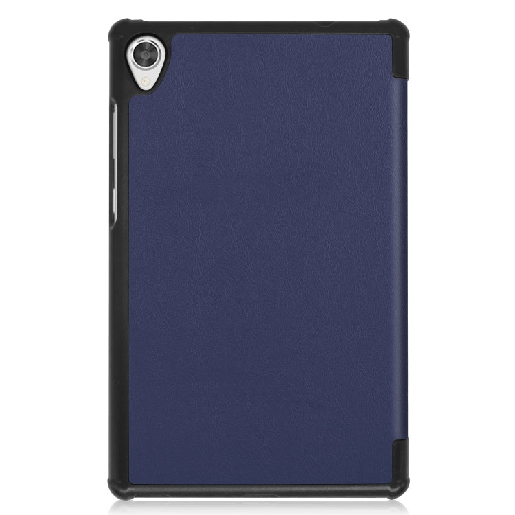 For Lenovo Tab M8 3rd Gen Custer Texture Horizontal Flip Leather Case with Three-folding Holder(Blue)