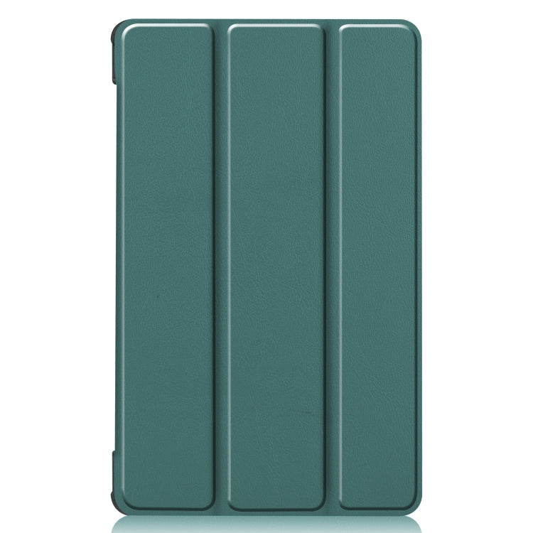 For Lenovo Tab M8 3rd Gen Custer Texture Horizontal Flip Leather Case with Three-folding Holder(Dark Green)