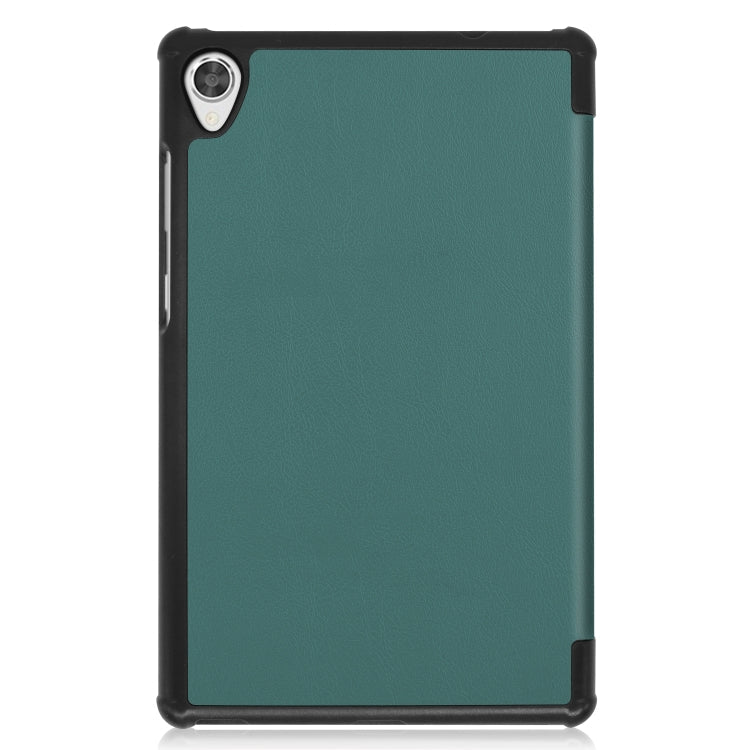 For Lenovo Tab M8 3rd Gen Custer Texture Horizontal Flip Leather Case with Three-folding Holder(Dark Green)