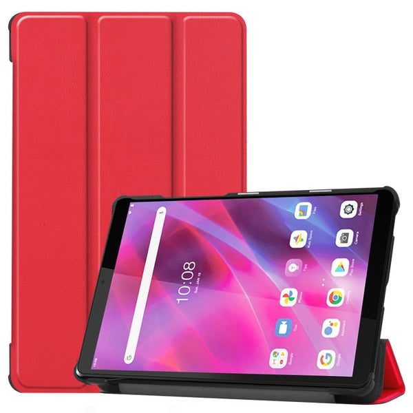 For Lenovo Tab M8 3rd Gen Custer Texture Horizontal Flip Leather Case with Three-folding Holder(Red)