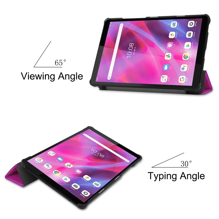 For Lenovo Tab M8 3rd Gen Custer Texture Horizontal Flip Leather Case with Three-folding Holder(Purple)