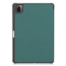 For Xiaomi Pad 5 / 5 Pro Custer Texture Horizontal Flip Leather Case with Three-folding Holder & Sleep / Wake-up Function(Dark Green)
