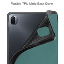 For Xiaomi Pad 5 / 5 Pro Custer Texture Horizontal Flip Leather Case with Three-folding Holder & Sleep / Wake-up Function(Dark Green)