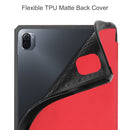 For Xiaomi Pad 5 / 5 Pro Custer Texture Horizontal Flip Leather Case with Three-folding Holder & Sleep / Wake-up Function(Red)