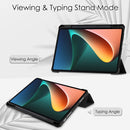 For Xiaomi Pad 5 / 5 Pro Three-fold Transparent TPU Horizontal Flip Leather Case with Pen Slot & Three-fold Holder & Sleep / Wake-up Function(Black)