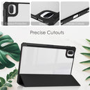 For Xiaomi Pad 5 / 5 Pro Three-fold Transparent TPU Horizontal Flip Leather Case with Pen Slot & Three-fold Holder & Sleep / Wake-up Function(Black)