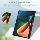 For Xiaomi Pad 5 / 5 Pro Three-fold Transparent TPU Horizontal Flip Leather Case with Pen Slot & Three-fold Holder & Sleep / Wake-up Function(Black)