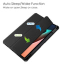 For Xiaomi Pad 5 / 5 Pro Three-fold Transparent TPU Horizontal Flip Leather Case with Pen Slot & Three-fold Holder & Sleep / Wake-up Function(Black)