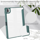 For Xiaomi Pad 5 / 5 Pro Three-fold Transparent TPU Horizontal Flip Leather Case with Pen Slot & Three-fold Holder & Sleep / Wake-up Function(Dark Green)