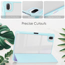 For Xiaomi Pad 5 / 5 Pro Three-fold Transparent TPU Horizontal Flip Leather Case with Pen Slot & Three-fold Holder & Sleep / Wake-up Function(Sky Cloud Blue)