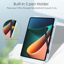 For Xiaomi Pad 5 / 5 Pro Three-fold Transparent TPU Horizontal Flip Leather Case with Pen Slot & Three-fold Holder & Sleep / Wake-up Function(Sky Cloud Blue)