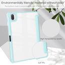 For Xiaomi Pad 5 / 5 Pro Three-fold Transparent TPU Horizontal Flip Leather Case with Pen Slot & Three-fold Holder & Sleep / Wake-up Function(Sky Cloud Blue)